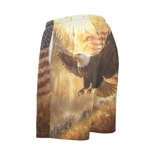 Bird Flag Golden Pajama Shorts for Men Lounge Pants Sleep Lounge Pant Mens Sleep Shorts with Pockets, S-XXL3