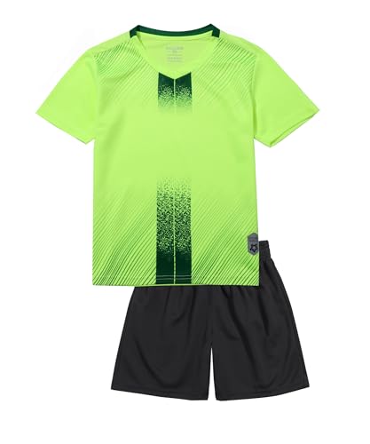 C2M Kids Soccer Jerseys Sport Team Training Uniform Kit for Boys Girls 11-12 Years Neon Green