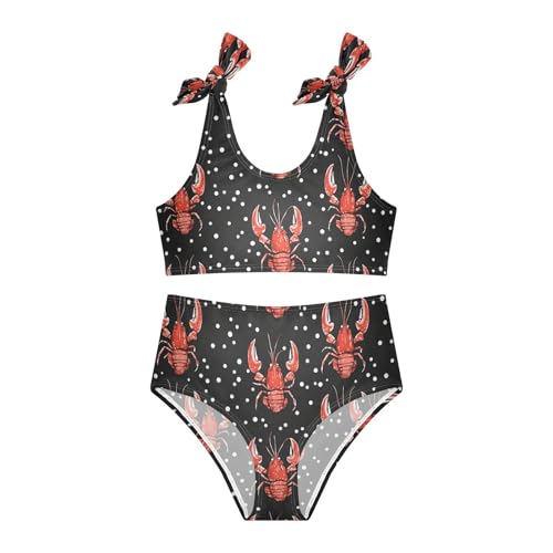 Wusikd Red Lobsters Girls Swimsuits Two Piece Dots Swimwear Bikini Set for for Girls Size 3T3