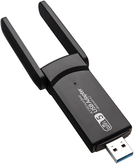 Coverzone Wireless Adaptör Wifi Ağ Kartı Masaüstü Bilgisayar Pc ile Uyumlu 2,4G 5G Destekler 1300Mbps Usb 3.0 Dual Band Usb Adapter 2,4Ghz-5,82Ghz AC1300