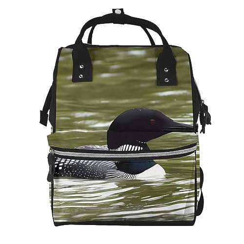 Loon Nature Birds - Bolso cambiador unisex con estampado de pájaros, Negro, Talla única