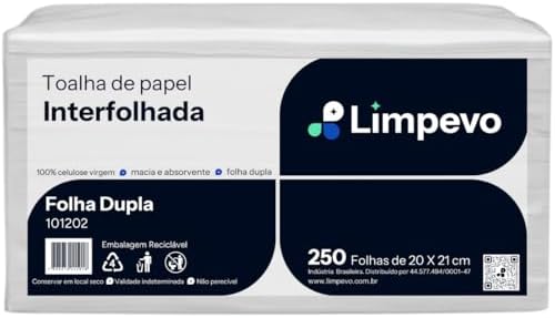 Papel Toalha Intefolhado Folha Dupla Limpevo 250 Folhas