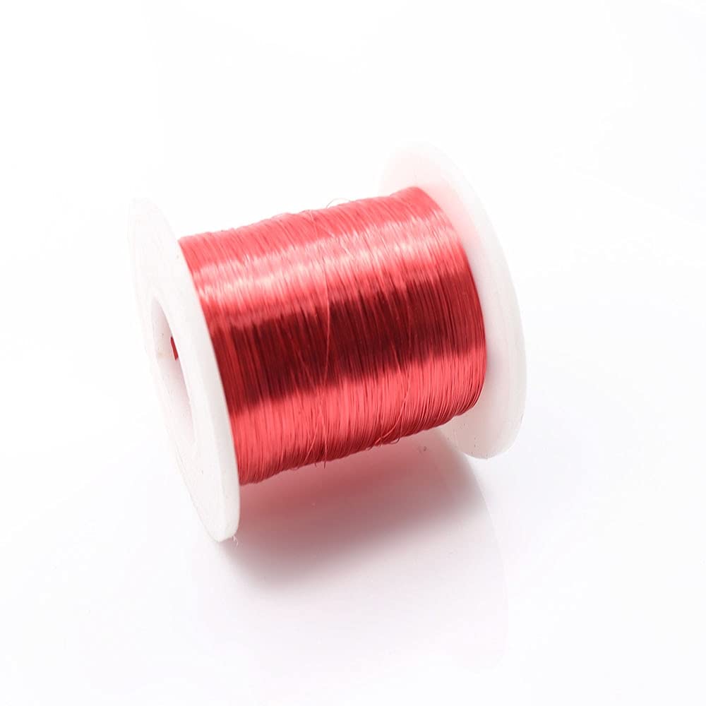 100g/Roll Red Magnet Wire 0.04mm-0.38mm QA-1-155 Enameled Copper Wire Magnetic Coil Winding for Electric Machine Inductance (Color : 0.08mm 100g)