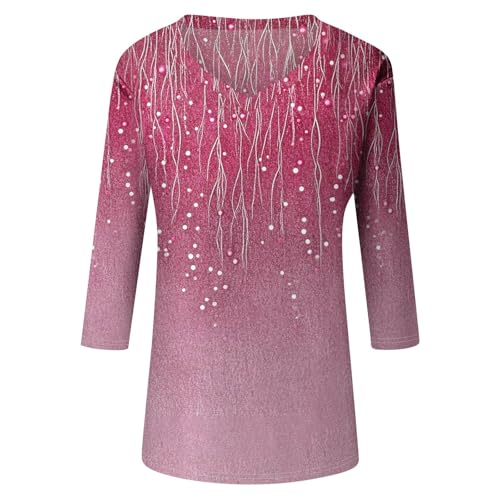 HTHLVMD Womens 3/4 Length Sleeve Tunic Tops Summer Fall Outfits 2025 Three Quarter Sleeve Casual V Neck T Shirts for Women