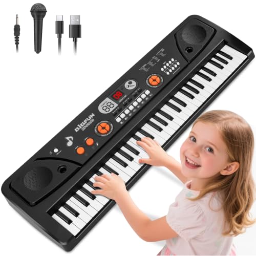 Drmukie 61 Key Beginner Keyboard Piano Toy for Kids with LCD & Microphone