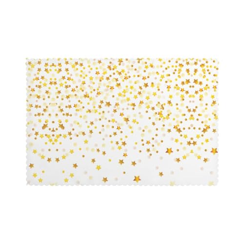 Sparsed Dreamy Lot de 6 sets de table lavables Motif étoiles et pois 30,5 x 45,7 cm