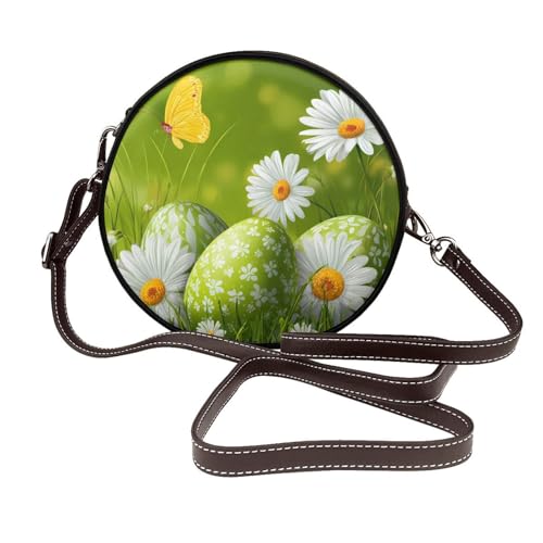 Sac rond en cuir végétalien fleuri avec sangle réglable pour sublimer vos tenues d'été