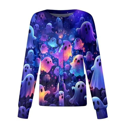 Printed Scrub Jackets for Woman Print Long Sleeve Plus Size Womens Scrubs for Women Nursing Jacket with Pockets