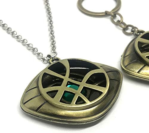 YouU 2 Pcs Dr Strange Necklace Costume Pendant Necklace and Keychain Set
