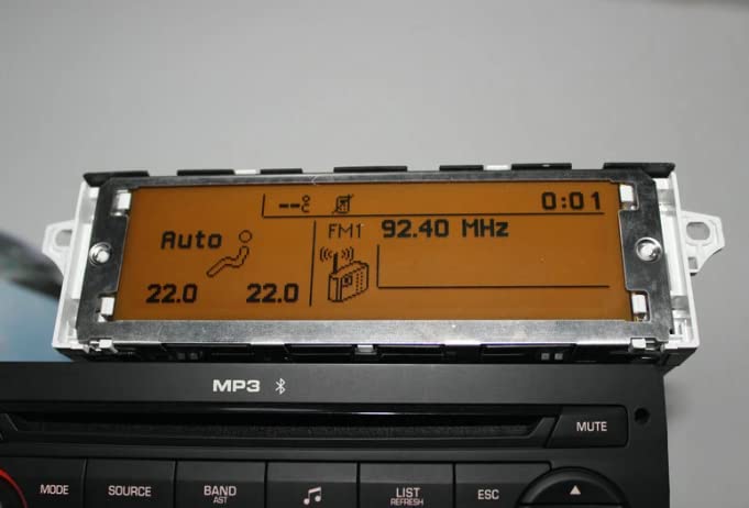 Solo menu inglese. Greenpointselect Supporto Schermo USB e Bluetooth Display Giallo Monitor 12 Poli per Peugeot 307 407 408 Citroen C4 C5