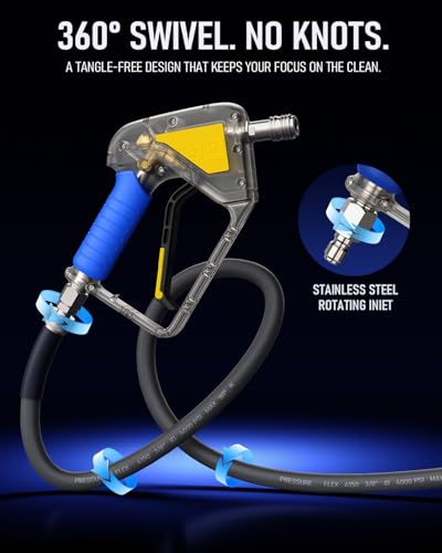 Image of XENDYWASHER Short Swivel Pressure Washer Gun Pro, Stubby Pressure Washer Gun with 3 /8 inch Smooth & 1 /4 inch Quick Connector, Self-Locking Quick Connect Compatible with Hose Foam Cannon Car Wash Foam Gun