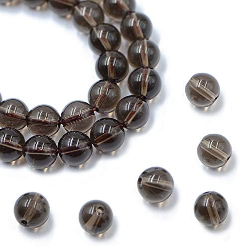 AD Beads Natural Gemstone Round Loose Beads 15" for Bracelet Necklace Earrings Jwelery Making Crafts DIY (8mm, Smoky Quartz)