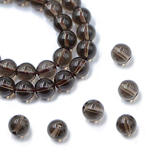 Ad Beads Natural Gemstone Round Loose Beads 15" For Bracelet Necklace Earrings Jwelery Making Crafts Diy (8Mm, Smoky Quartz) #TOP5