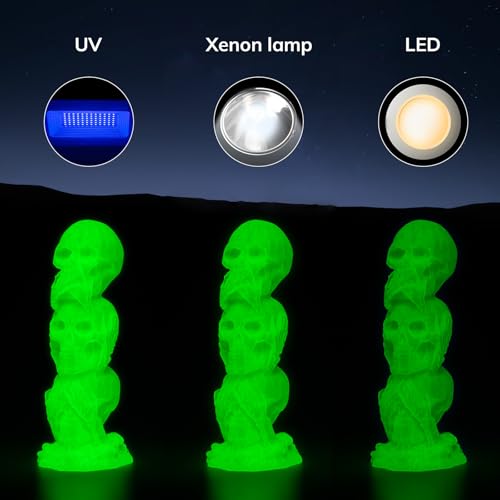 Image of AMOLEN 3D PLA Printer Filament, 1.75mm Glow in The Dark Green PLA Filament for 3D Printing, Best with UV Lamps, 1kg Spool (2.2lbs), Dimensional Accuracy + /- 0.02 mm, Fit Most FDM 3D Printers