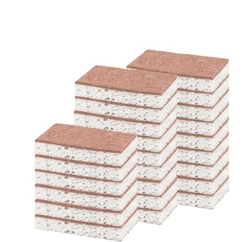 Ryichliho Esponja de Cocina Natural, 24 Unidades, Esponja de Cocina de Doble Cara para Lavar Platos, sartenes antiadherentes, para Limpiar la Cocina y el baño