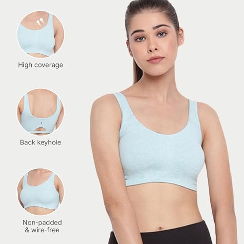 Image of Enamor Low Impact Women's Cotton Easy Everyday Bra - All Day Comfort Non Padded, Wirefree, High Coverage - SB06