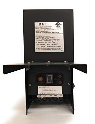 300 Watt Low Voltage Landscape Transformer Multi Tap 120 Volt AC to 12-15 Volt LED & Halogen - Lighting Outdoor/Indoor Weatherproof Power Pack w Digital Timer Photocell Sensor - Black Metal Case