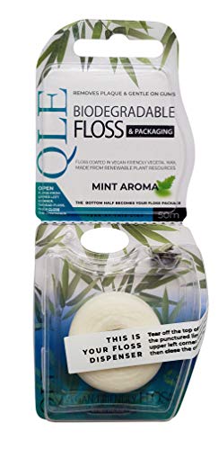 Environmentally Friendly Floss by QLE â€“ Non-Plastic Compostable Floss â€“ Vegan Vegetable Wax â€“ Mint Biodegradable Dental Floss â€“ Sustainable Plant-Based Flossers â€“ 50 m Floss with Container 2-Pack