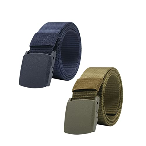2pcs Men Canvas Belt Tactical Waistband Outdoor Training Waist Webbing Plastic Buckle Adjustable