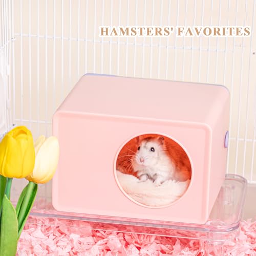 Image of Heated Nest Box for Small Birds and Hamsters Like Budgerigars, Zebra Finches, Java Sparrows, Pearl Birds, Lovebirds, Keeping Them Warm in Winter (Pink)