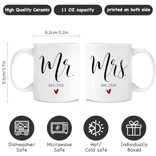 Set de 2 mugs de cerámica para pareja Mr and Mrs miniatura 3