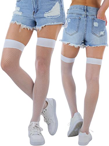 Image of ToBeInStyle Women's Diamond Large and Fine Fence Net Fishnet Nylon Thigh High