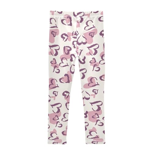 Pink Heart Girls Leggings,Workout Leggings for Girls Toddler Athletic Leggings Size for 3-10T2