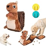 Dog Puzzle Toy, Squirrel Interactive Dog Toy with 2 Chew Balls, Squeaky Dog Toys to Keep Them Busy, Dog Treat Games for Small Puppy, Snuffle Enrichment Toy Anti Boredom, Cognitive Dogs Toy