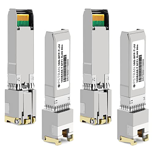 Image of 10GBASE-T SFP+ RJ45 Copper Transceiver Module Compatible with Juniper EX-SFP-10GE-T QFX-SFP-10GE-T SRX-SFP-10GE-T 10G SFP+ 30m Cat6a /7 4 Pack