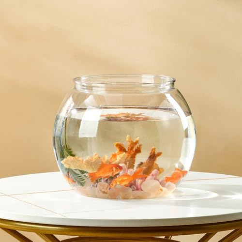 JoFist金魚鉢 丸型金魚鉢 高プラスチック透明アクリル テーブル アクアリウム ボウル 水培 大容量 観葉植物 インテリア 容器 おしゃれ インテリア 花瓶 透明 フラワーベース (大サイズ 21*17.5cm 約4.2kgの水を保持)