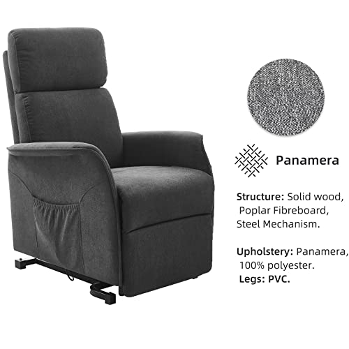 Power Lift Recliner Chair With Massage And Heating Functions For Elderly, 3 Positions, 2 Side Pockets, Fabric, Gray #TOP5