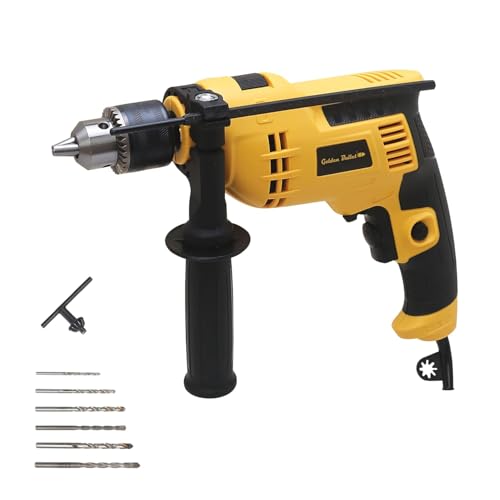 Image of Golden Bullet GB ID-1350 500W 13mm Impact Drill Machine | 3000 RPM | Variable Speed, Reversible, Trigger Lock | For Home, DIY, Masonry, Concrete, Metal, Wood, Tile & Stone Drilling | 6 Month Warranty
