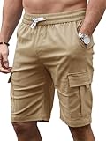 pantalones shorts para hombres 【Características del diseño】El diseño de tiro medio y el cordón ajustable de estos pantalones cortos cargo hombre permiten que se adapten fácilmente a diferentes cinturas. El estilo clásico de ropa de trabajo se combina con elementos informales y para el día a día, lo que los hace sencillos pero a la vez elegantes.