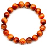 Natural Fire Tiger Eye Beaded Strecthy Bracelet, Genuine Orange Crystal Bracelet, Leo Bracelet, Gemstone Elastic Bracelet, 8mm Beads, Fashion Jewelry, Healing Crystal Chakra Bracelet, Durable Bracelet