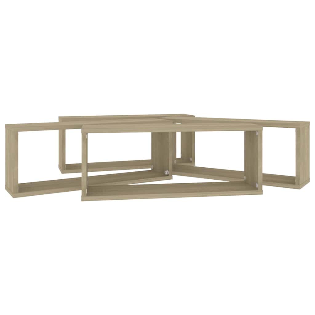 Genérico Mensole Parete a Cubo 4pz Rovere Sonoma 60x15x23 cm Multistrato,Marrone,12.11kg,807143