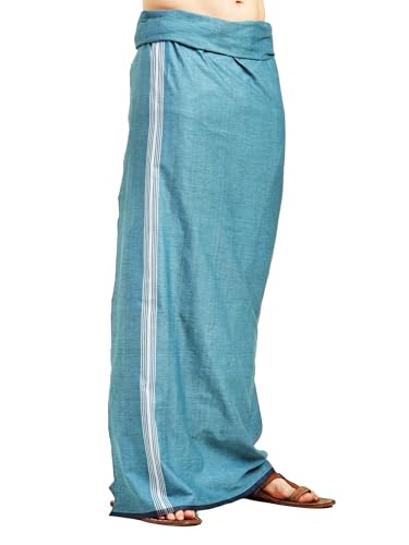 Image of 100% Cotton Stitched Lungi for Men - Premium Woven Dhoti | Traditional Single Mundu | Soft & Breathable Ethnic Wear for Daily & Festive Use (1.98 x 1.28 Meters)