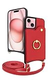 シズカウィル iPhone 15 用 ケース ショルダー カバー ショルダーストラップ アイファンデ5 ショルディー フルール 1個入り バーガンディレッド