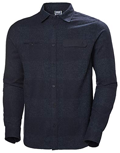 Helly Hansen Wool LS Shirt Camiseta De Manga Larga, Hombre, 597 Navy Plaid, S