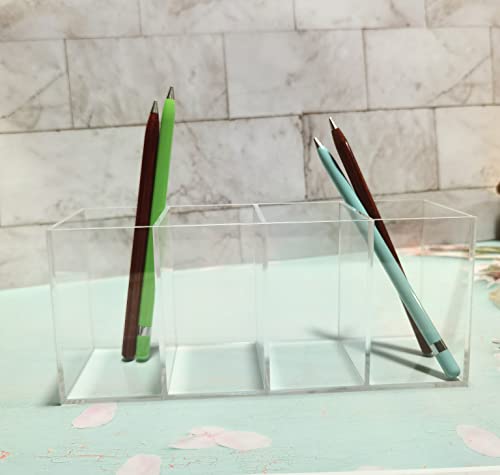 Suporte de caneta de acrílico, organizador de lápis transparente, porta-pincéis de maquiagem, bancad