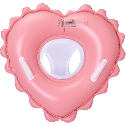 Vlfn 足入れ型ベビーフロート ハート形浮き輪子供 強浮力設計 取っ手付き安全シート 2-8歳対応 PVC素材 プール・水遊び兼用 可愛いスイムリング 転落防止 (ピンクB)