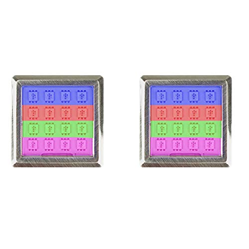 kalb Material für Möbel LED RGB Vitrinenbeleuchtung Quadratisch 5.2cm x 5.2cm Glasbodenbeleuchtung Möbelleuchte Schrankleuchte 2Watt SET, Auswahl:2er SET, Form:Quadratisch