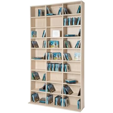 TecTake® CD Storage Unit in Wooden Look with Adjustable Shelves, Multipurpose Bookcase for CDs, Books, DVDs, Video Games, Durable MDF, Modern Shelving Unit for Living Room, Bedroom, Hallway - Brown