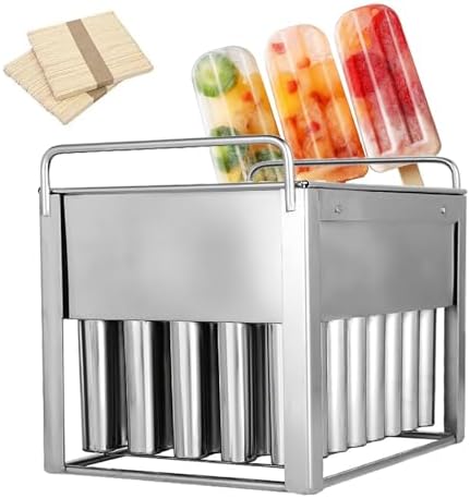 Stainless Steel Popsicle Molds - 40 DIY Ice Pop Makers + 100 Wooden Sticks for Easy Frozen Treats, Ice Cream, Family Fun, Summer Desserts, Eco-Friendly