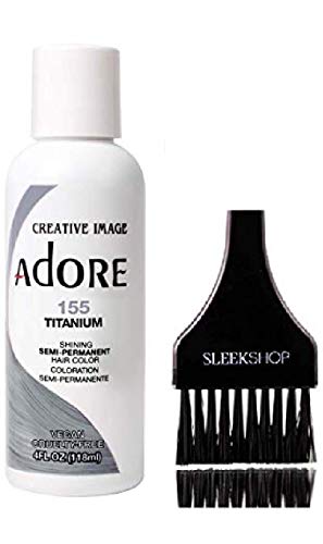 ADORE Creative Image Shining SEMI-PERMANENT Hair Color (STYLIST KIT) No Ammonia, No Peroxide, No Alcohol Haircolor Semi Permanent Dye (155 Titanium)