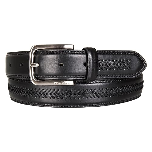 Ceinture cuir noir Nautica 38 accessoire pantalon homme avec boucle logo