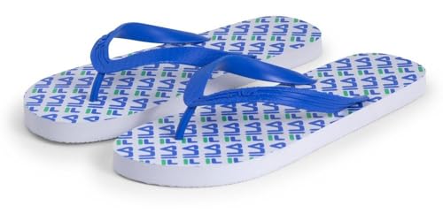 FILA Troy Logo Slipper, Infradito Uomo, White Palace Blue, 41 EU