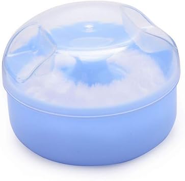 SUPVOX After-bath body powder box empty powder case powder puff container holder for home and travel cosmetic container Blue