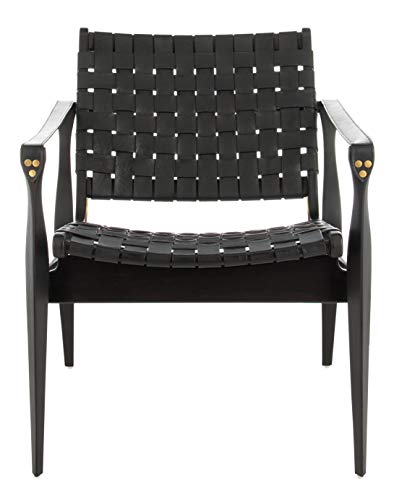 Safavieh Couture Home Dilan Black Leather Weave Safari Accent Chair #TOP2