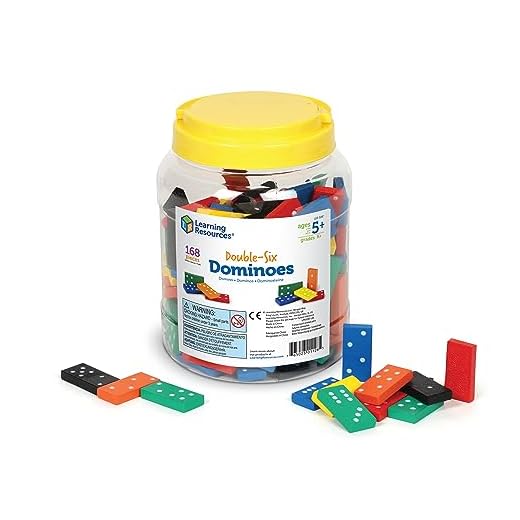 Learning Resources Double-six Dominoes In Bucket, Teaching aids, Math Classroom Accessories, 168 Pieces, Ages 5+