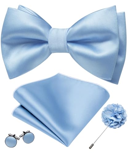 Image of YOHOWA Mens Bow Tie Set Paisley Coloful Pre-tied Bowties Adjustable with Handkerchief Cufflinks Wedding Prom Party